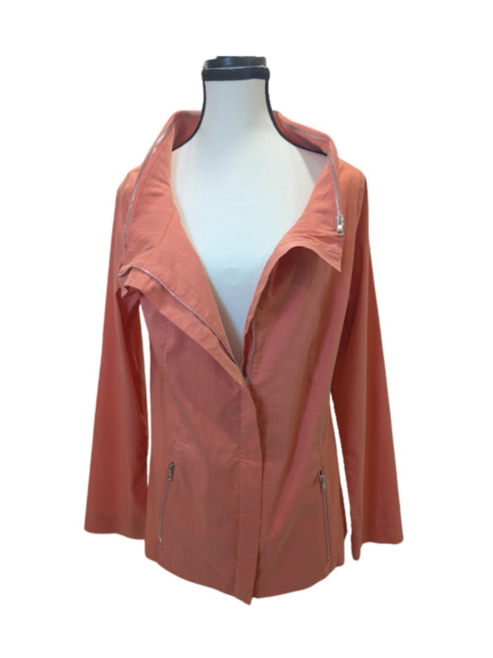 Crea Concept Jacket 40 Coral Zip Lightweight Linen Blend Minimalist European